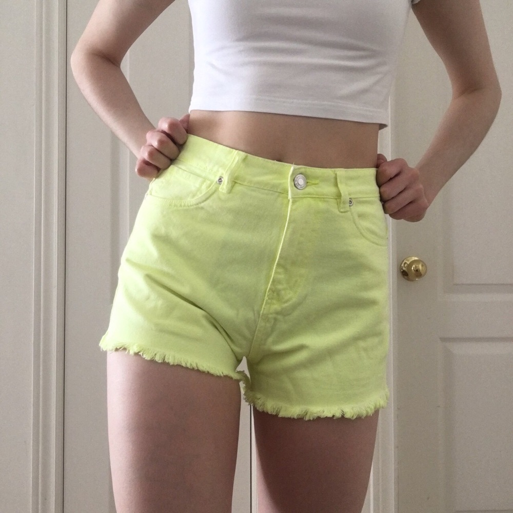 NWT Neon Highlighter Yellow Denim Cutoff Shorts